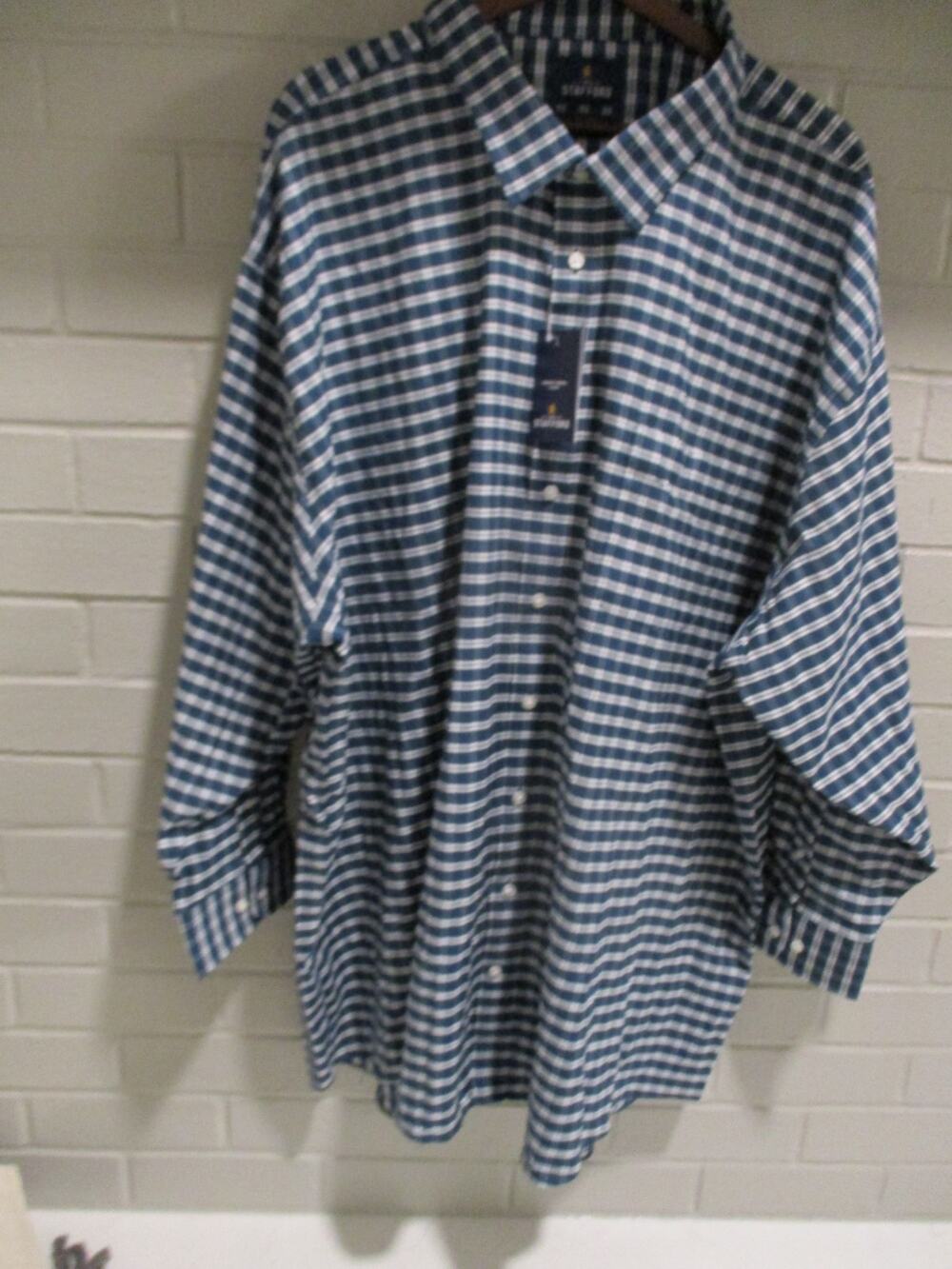 Stafford Blue Long Sleeve Button Up Sweat Repel Wrinkle Free Stretch Shirt 4x